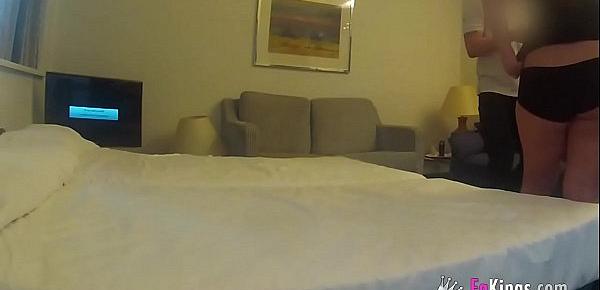  College girl with great tits bangs a room service guy in her hotel room